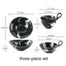 Ljojo Marble Pattern Ceramic Bowl with Handle, Set of 4
