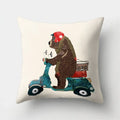 Ljojo Minimalist Spring Tree Landscape Pillow Cover - Bear Penguin Cartoon Animal Pillowcase