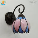 European Pink Lotus Wall Lamp Tiffany Style Glass Lighting E27 110V by Ljojo