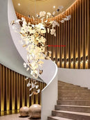 Ceramic Ginkgo Leaf Large Pendant Lamp for Villa Hotel Staircase by Ljojo