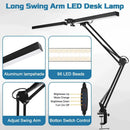 Ljojo LED Desk Lamp with Clamp - Modern Eye-Care Reading Light for Office/Home