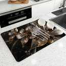 Floral Lines Translucent Flowers Non-Slip Drying Mat for Kitchen Counter by Ljojo