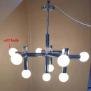 Ljojo Mid-Century Chrome Chandelier with White Glass Shades