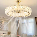 Ljojo Luxury Crystal Feather Ceiling Fan Chandelier French Modern Dining Room Pendant Lamp