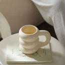 Ljojo 14oz Ceramic Coffee Mug Wavy Style Large Capacity Nordic Creative Cute Cup