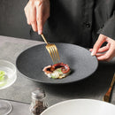 Ljojo Matte Black Western Food Plate Pasta Noodles Bowl Shallow Dish Set