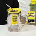 Ljojo 1000ML Glass Measuring Cup with Lid and Straw Handle for Home Drinkware