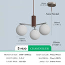 Ljojo Medieval Walnut Wood Glass Ball LED Pendant Lights Chandelier for Home Decoration