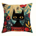 Colorful Cats & Flowers Printed Pillow Covers by Ljojo - Sofa, Bedroom, Car Pillow Cover