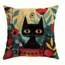 Colorful Cats & Flowers Printed Pillow Covers by Ljojo - Sofa, Bedroom, Car Pillow Cover