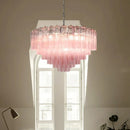 LED Pink Clear Glass Chandelier Stylish Designer Texture for Staircase Decor by Ljojo