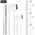 Ljojo 24pc Stainless Steel Cutlery Set - Knife Fork Spoon Teaspoon Mirror Flatware