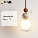 Ljojo Yellow Travertine Pendant Lights - Nature Stone Wood Hanging Lamps for Bedroom & Kitchen