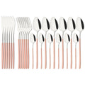Ljojo 24-Piece Stainless Steel Dinnerware Set White Silver Flatware Tableware Kit