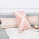 Bohemian Pink Geometric Tassel Throw Pillow Cover for Living Room Sofa by Ljojo