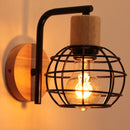 Iron Wood Wall Lamp Shade E27 for Bedroom Living Room by Ljojo