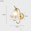 Ljojo Medieval Style Copper Flower Wall Lamp French Retro Glass Bedroom Lighting