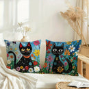 Colorful Cats & Flowers Pillow Covers by Ljojo - Sofa, Bedroom, Car Pillow Cover