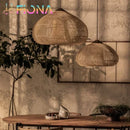 Wabi-sabi Rattan Pendant Chandelier - Japanese Style Bamboo Lighting for Living Room - Ljojo