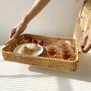 Ljojo Living Room Tray Fruit Basket Bread Plate Snack Basket Woven Wedding Plate