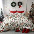 Ljojo 3D Christmas Tree Deer Print Duvet Cover Set - Festive Seasonal Bedroom Decor