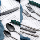Ljojo 32-Piece Black Stainless Steel Cutlery Set, Elegant Dinnerware Kit