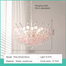 French Medieval Pink Shell Crystal Led Chandeliers Romantic Living Room Decor Pendant Lights