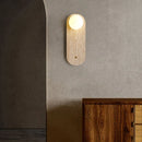 Ljojo LED Wall Light: Modern Nordic Yellow Travertine Glass Bedside Lamp