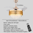 Inch Luxury Crystal Ceiling Fan with Modern LED Chandelier & Remote Control - Ljojo