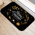 Ljojo Merry & Happy Year Door Mat: Golden Black Letter Print, Non-Slip Floor