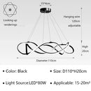 Modern Waves Metal LED Pendant Lights Luxury for Living Room Chandelier Bedroom by Ljojo