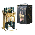 Ljojo 24-Piece Stainless Steel Hammer Pattern Cutlery Set