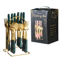 Ljojo 24-Piece Stainless Steel Hammer Pattern Cutlery Set