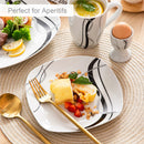 Ljojo 20-Piece Black Stripe Porcelain Dinner Set with Egg Cup, Mug, Bowl, Dessert & Dinner Plate