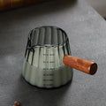 Ljojo 180ML Espresso Glass Cup with Wood Handle - Latte Art Mug & Milk Frothing Jug