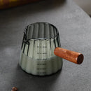 Ljojo 180ML Espresso Glass Cup with Wood Handle - Latte Art Mug & Milk Frothing Jug