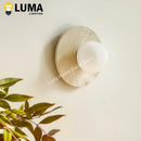 Ljojo Natural Stone Glass Ball Wall Light, Wabi-Sabi Yellow Travertine Ceiling Lamp