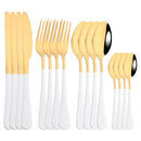 Ljojo 16-Piece Pink Gold Stainless Steel Cutlery Set - Dinnerware Flatware Tableware Kit