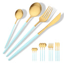 Ljojo 16-Piece Red Gold Matte Stainless Steel Cutlery Set