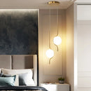Ljojo Milky Glass Ball Pendant LED Sconces for Bedroom - Long Cable Hanging Lamp