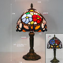French Table Lamp Stained Glass Red Rose 8 Inches Bedside Reading Light Ljojo
