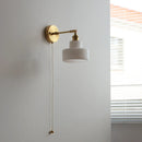 Ljojo Milky White Glass LED Wall Light Sconce Rotate Pull Chain Switch