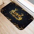 Ljojo Merry & Happy Year Door Mat: Golden Black Letter Print, Non-Slip Floor