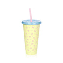 Ljojo 24oz Bow Plastic Water Cup with Straw Lid - Portable Drinkware for Sports, Camping, Party