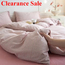 Ljojo Luxury Cotton Stripe Duvet Cover Set - Yarn-Dyed Bedding Set