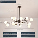 Nordic Tree Branch LED Chandelier Glass Ball Lampshade Black Gold for Bedroom Living Room Ljojo