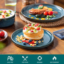 Ljojo 18/36 Piece Blue Ceramic Dinnerware Set Vertical Edge Reactive Glaze