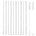 Ljojo 12Pcs Glass Straw Set: Reusable Straws 8'' Long with Cleaning Brush