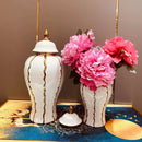 Ljojo™ Gold Plaid Ceramic General Jar with Lid - Home Decor Vase & Storage Jar