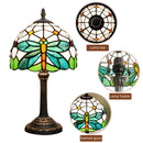 8-Inch Stained Glass Dragonfly Table Lamp - Retro Green Decoration for Office, Dining, Bedroom by Ljojo